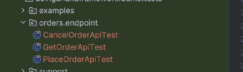 Three endpoint test classes visible in the IDE
