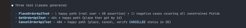Generated test classes summary