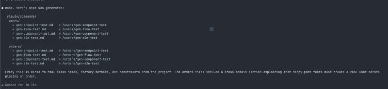 Generated command files listed in Claude Code