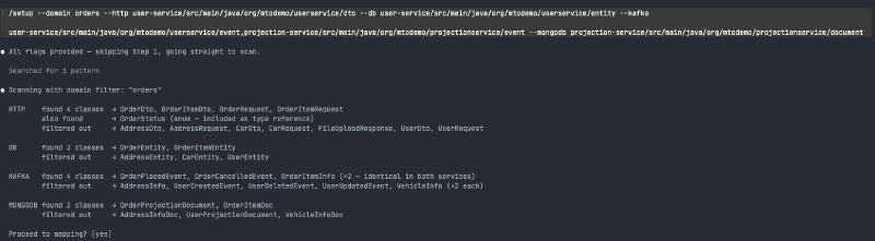 Scan results showing found and filtered classes per protocol